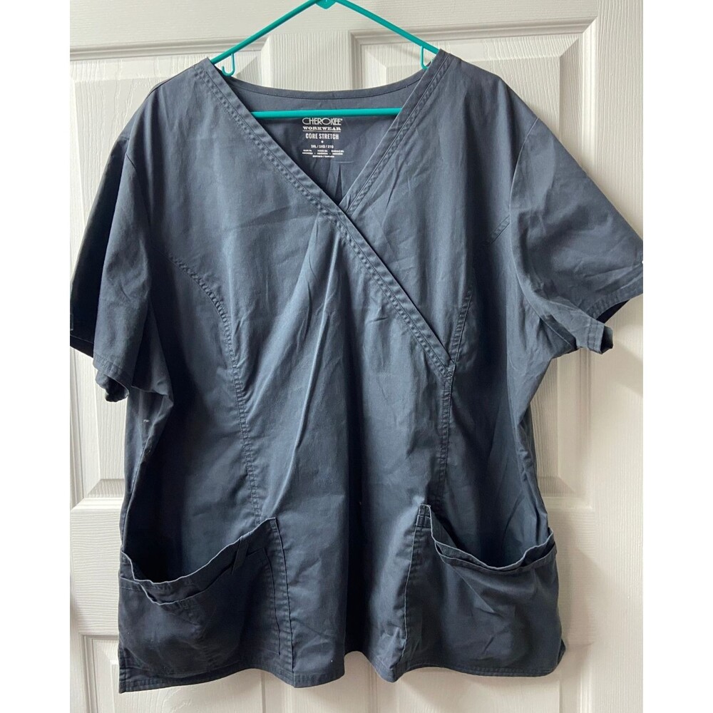 Authentic Cherokee Workwear Scrubs Core Stretch Plus Size 3X Dark Gray Pockets